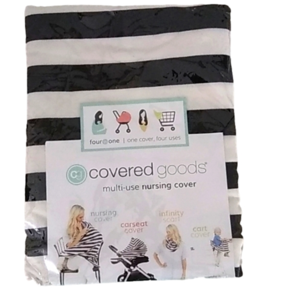 New! Covered Goods Multi-Use Infant Baby Nursing Cover Black & White Stripe